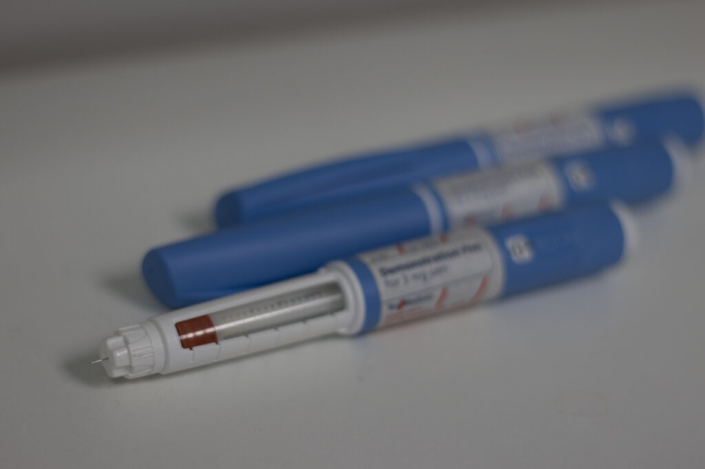 ozempic pen with needle showing for weight loss injection